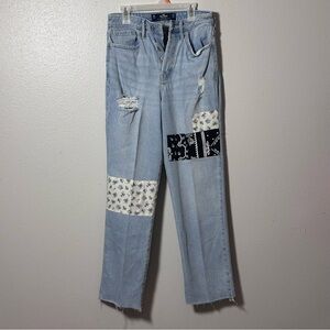 Hollister Women Ultra High-Rise Vintage Straight Denim Patch Jeans Size 3R